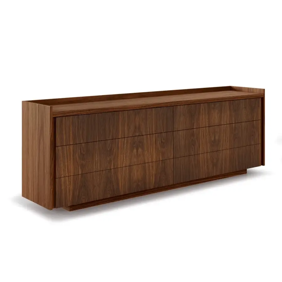 Exceptional Riva 1920 Revo Night dresser crafted in medium-dark wood with satin finish and innovative vertical processing