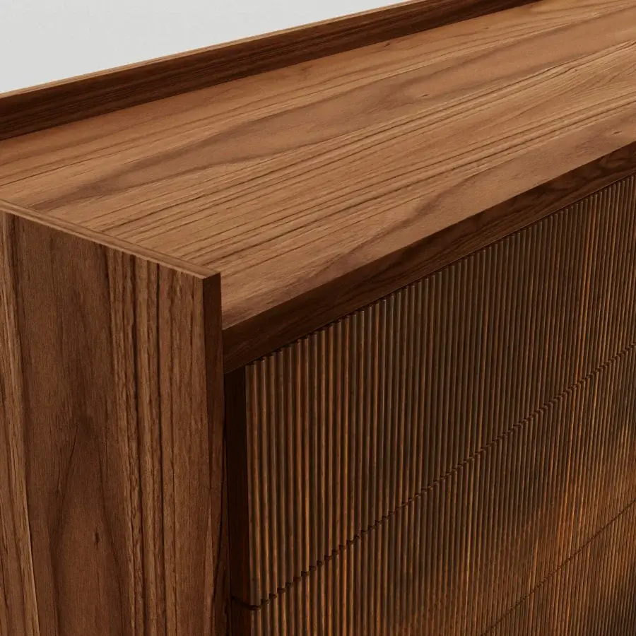 Superior Riva 1920 Revo Night dresser built in solid wood with satin finish and distinctive “Fresart” fluted detailing