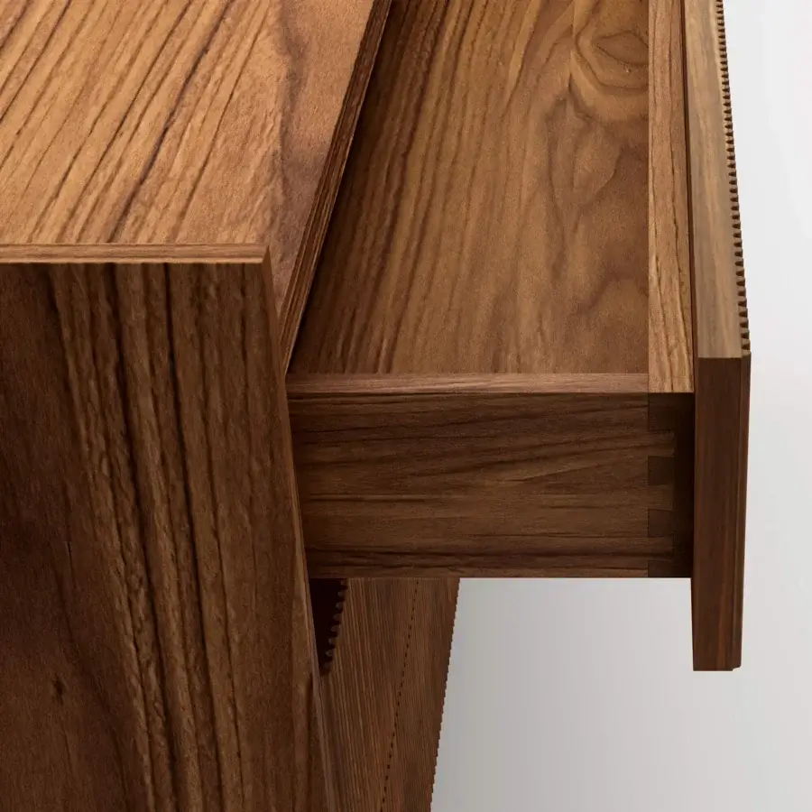 Elegant Riva 1920 Revo Night dresser built in solid wood with satin finish and tactile “Fresart” detailing