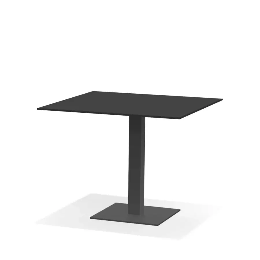 Superior Atmosphera Net Q table with dark gray HPL tabletop and galvanized steel frame in matte finish