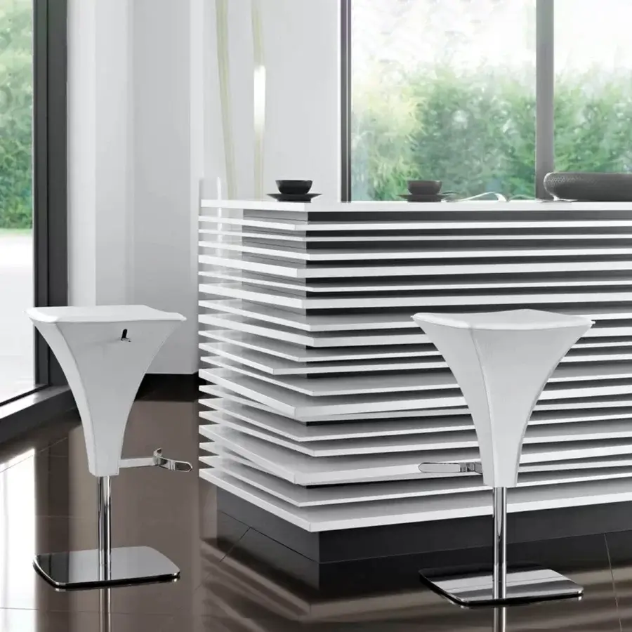 Elegant Ivano Antonello Italia Flut bar stool in white with a polished metal base and glossy finish