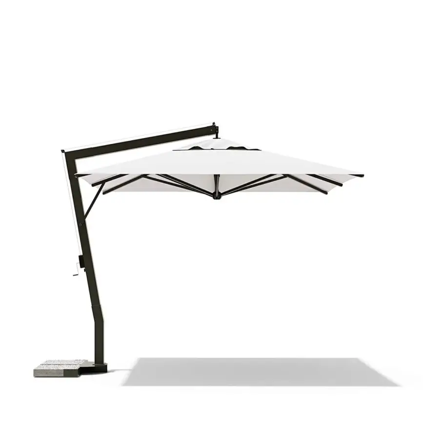 Elegant Atmosphera Ditex Umbrella parasol with bright white acrylic canopy and matte grey aluminum frame