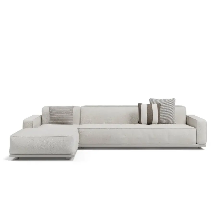 Superior Atmosphera Laguna sectional with light neutral beige woven textile upholstery and matte finish