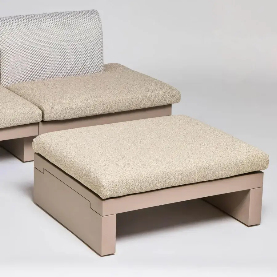 Exceptional Serralunga Riviera sofa crafted in speckled beige and cream textile with a matte pale beige base