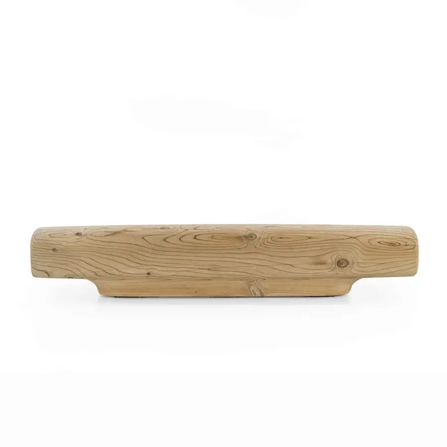 Distinguished Riva 1920 Travetto bench crafted in warm beige scented Cedar of Lebanon with a natural matte finish and visible wood grain