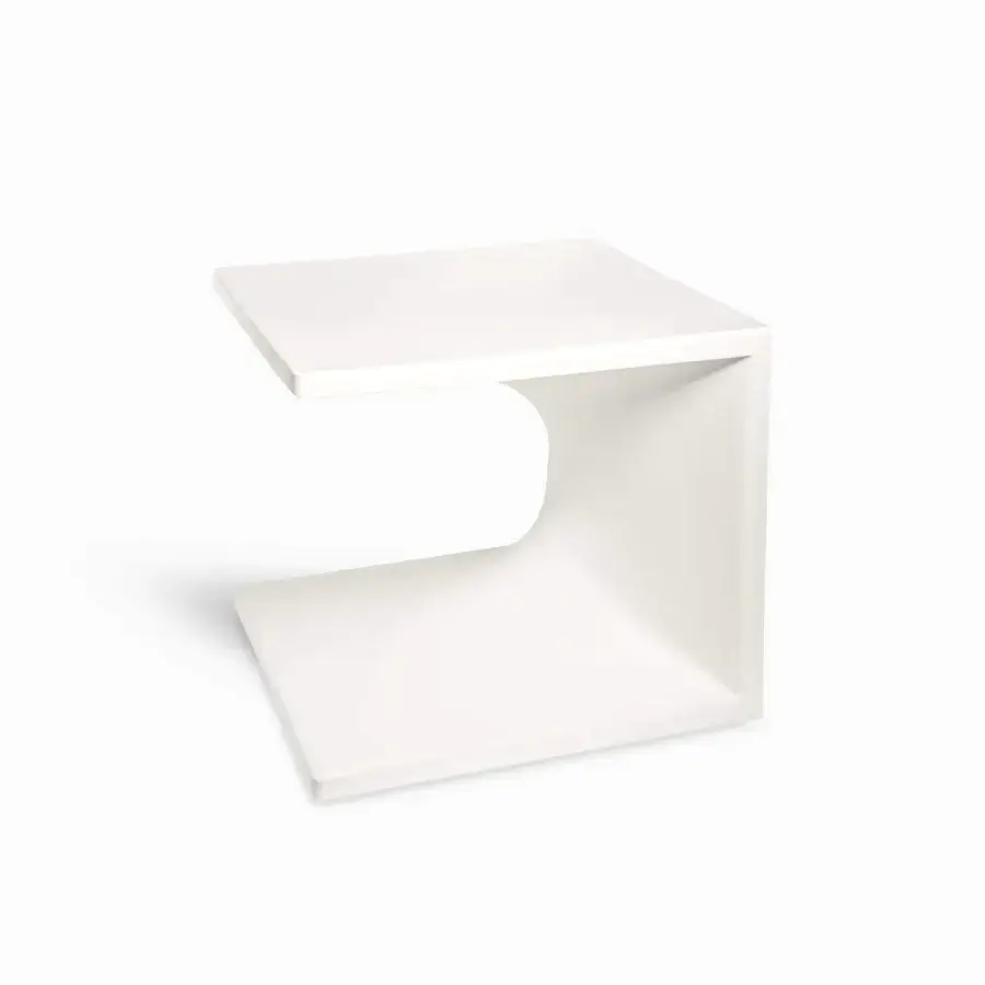 Distinctive Serralunga Aquaplano side table built with durable plastic and a smooth matte off-white finish for modern lounging