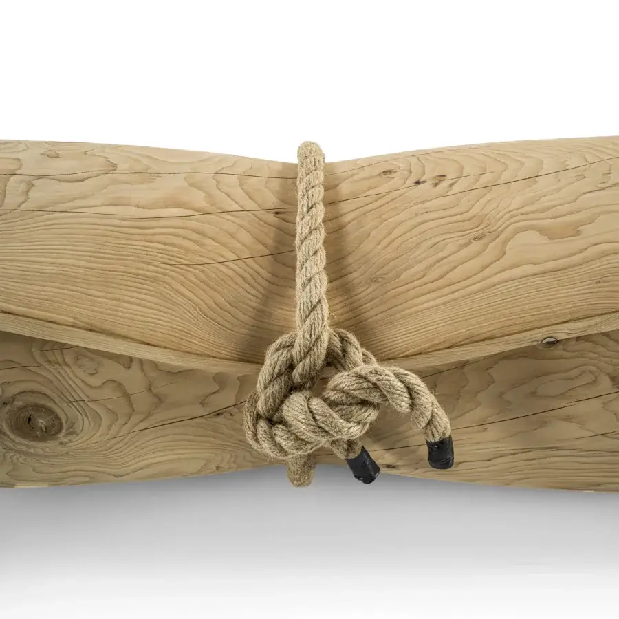 Captivating Riva 1920 Wrap bench crafted in light-toned Cedar of Lebanon with nautical rope detail