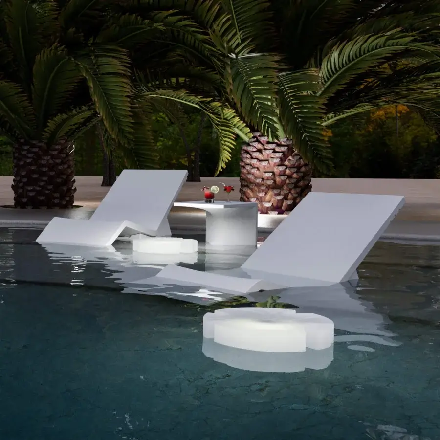 Distinguished Serralunga Aqua Lounger lounger crafted in white recyclable LLDPE with subtle green undertones and a glossy finish