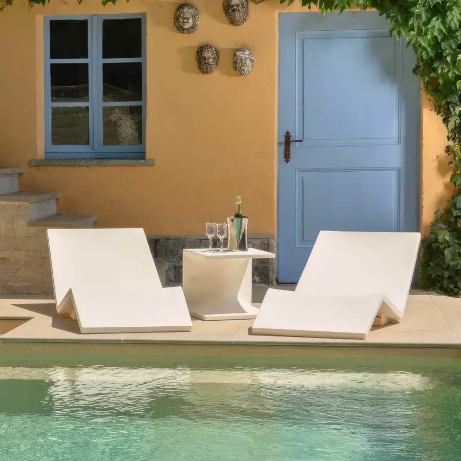 Superior Serralunga Aqua Lounger lounger crafted in off-white recyclable LLDPE plastic with a smooth matte finish
