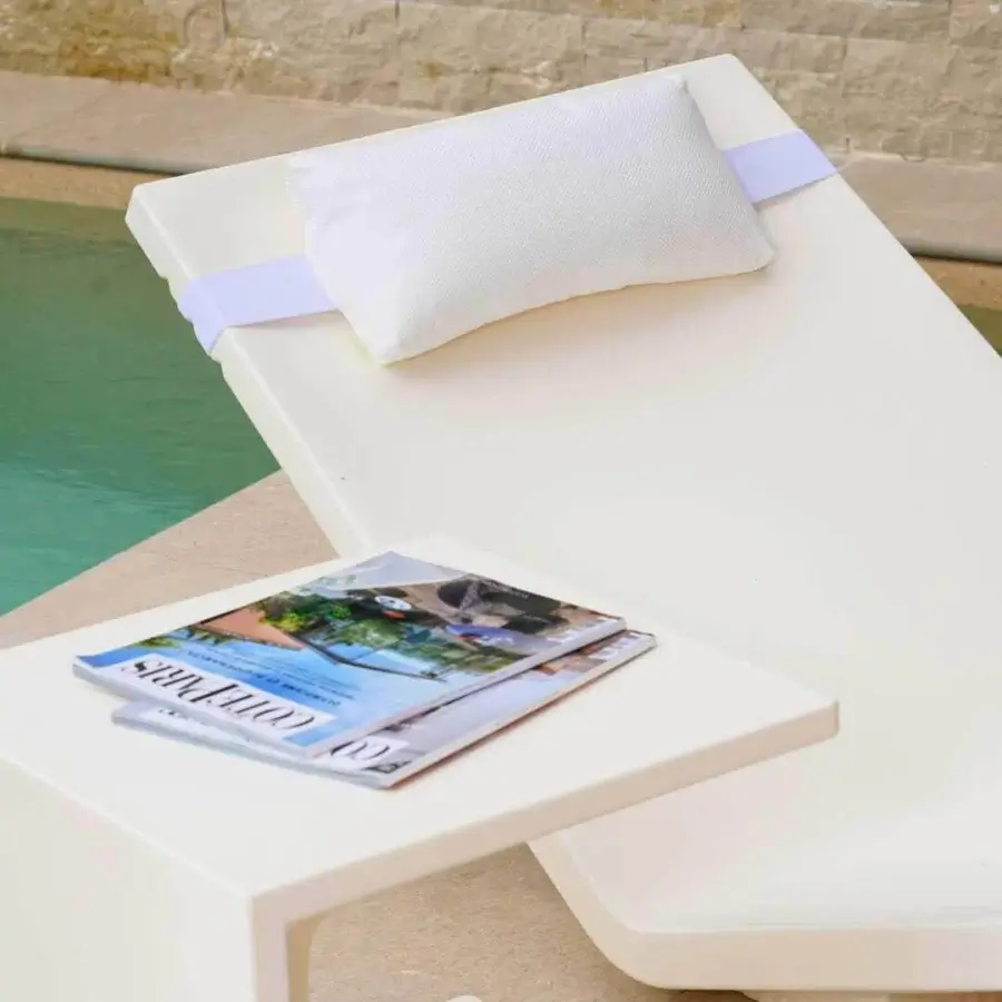 Elegant Serralunga Aqua Lounger lounger crafted in white recyclable LLDPE plastic with a matte finish