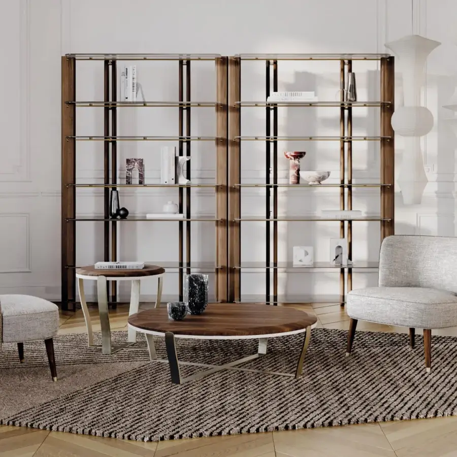 Superior Capital Aristo side table with dark-toned metal base and warm solid wood tabletop in a satin finish