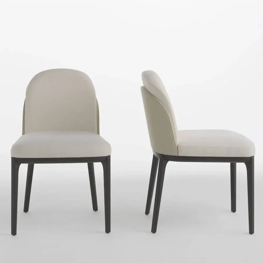Superior Horm Piccadilly chair with neutral beige textile upholstery and a satin-finish solid wood structure
