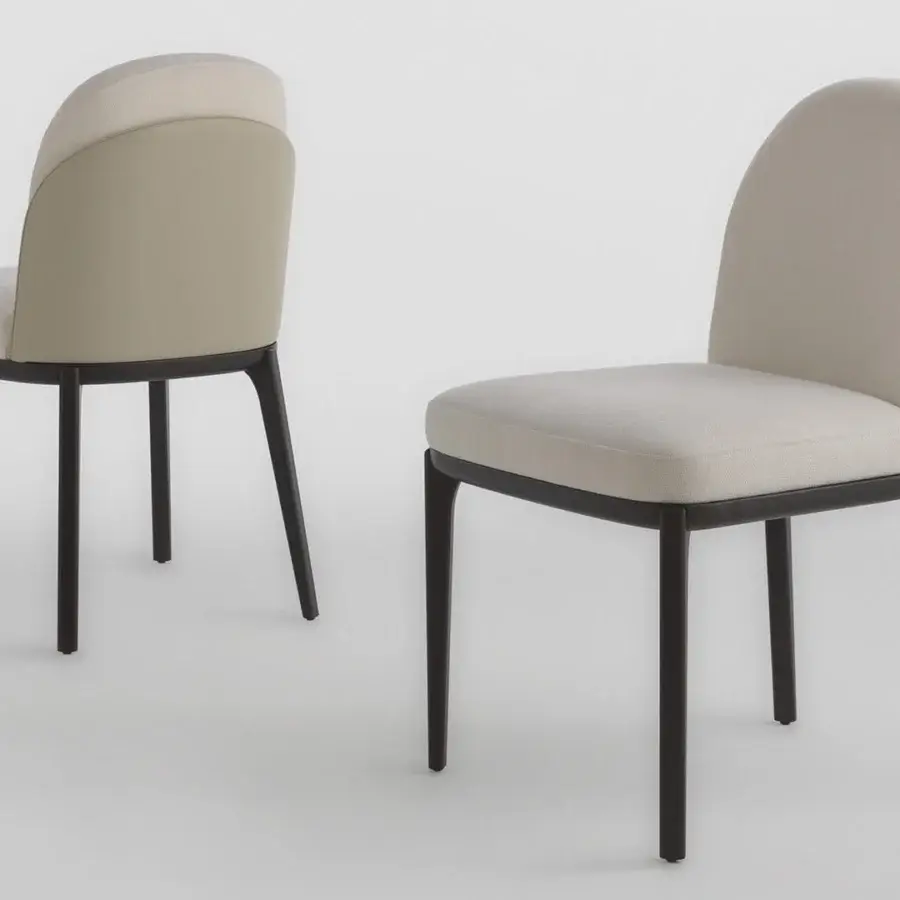 Distinguished Horm Piccadilly chair with enveloping lines, balanced proportions and neutral beige woven textile upholstery