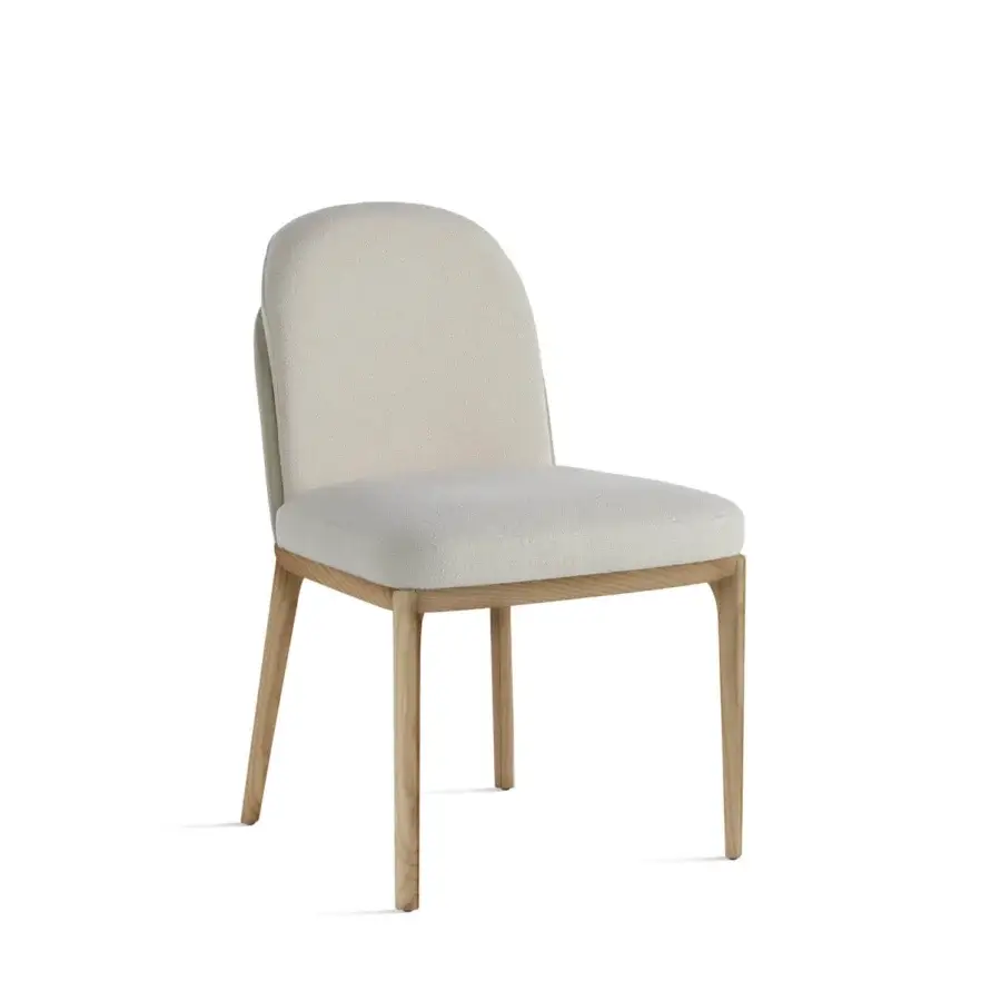 Elegant Horm Piccadilly chair with a satin-finish solid wood structure and textured neutral beige fabric upholstery