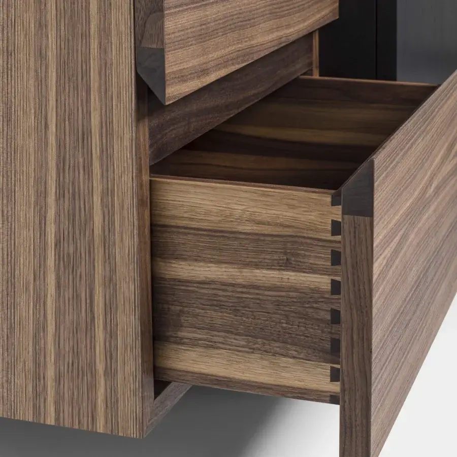 Distinguished Riva 1920 Aparadox sideboard crafted in solid wood with matte finish and natural grain