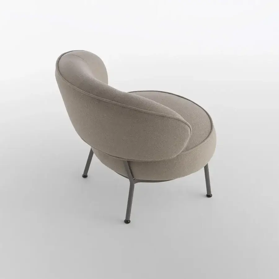 Distinguished Horm Vendome lounge chair with textured muted beige textile and sleek matte dark-toned metal frame