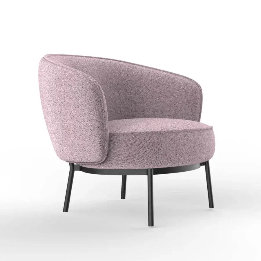 Captivating Horm Concorde lounge chair with dusty rose textile upholstery and a matte finish built with slender metal legs