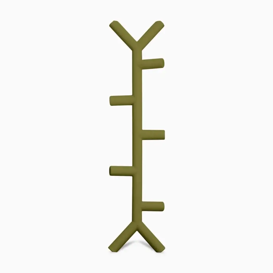 Distinguished Serralunga Ramo coat stand crafted in olive green LLDPE with a matte finish offering sculptural form inspired by tree branches
