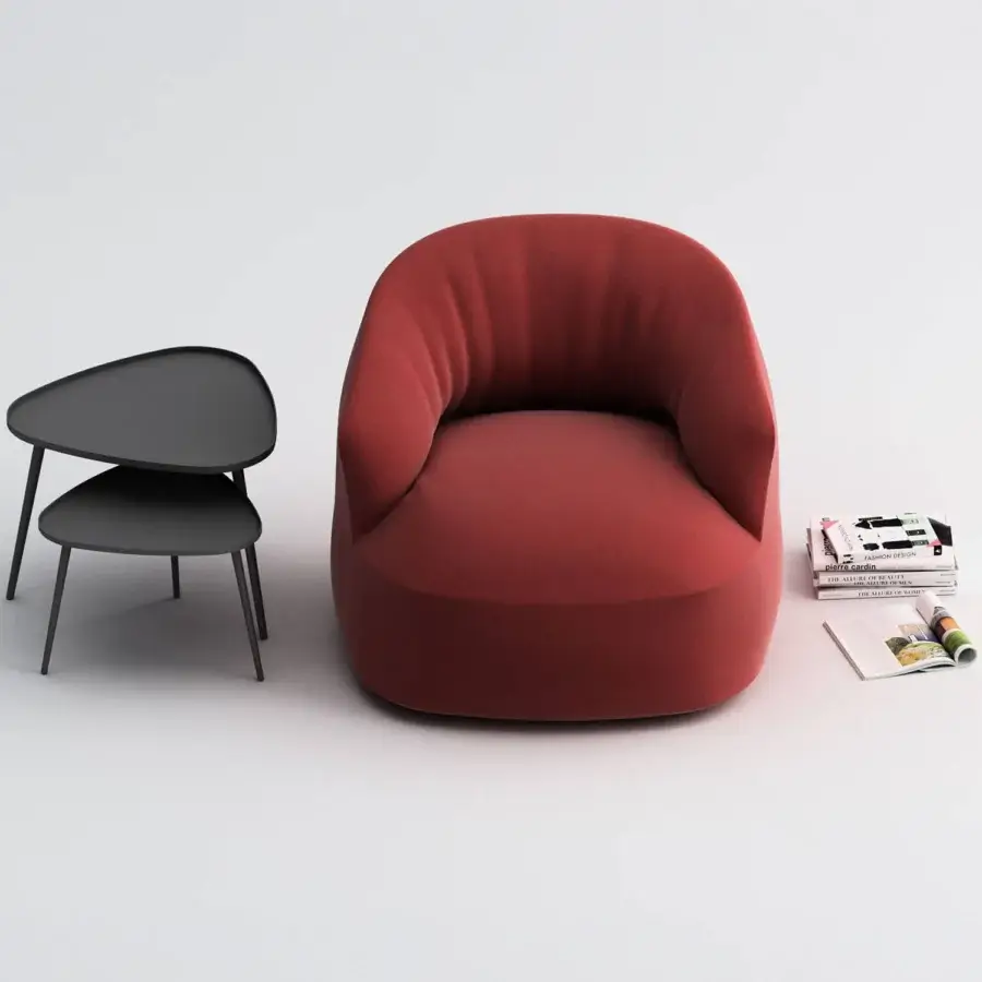 Exceptional Horm Edith swivel lounge chair with enveloping form upholstered in subtly textured reddish-brown textile crafted by Studio Pastina