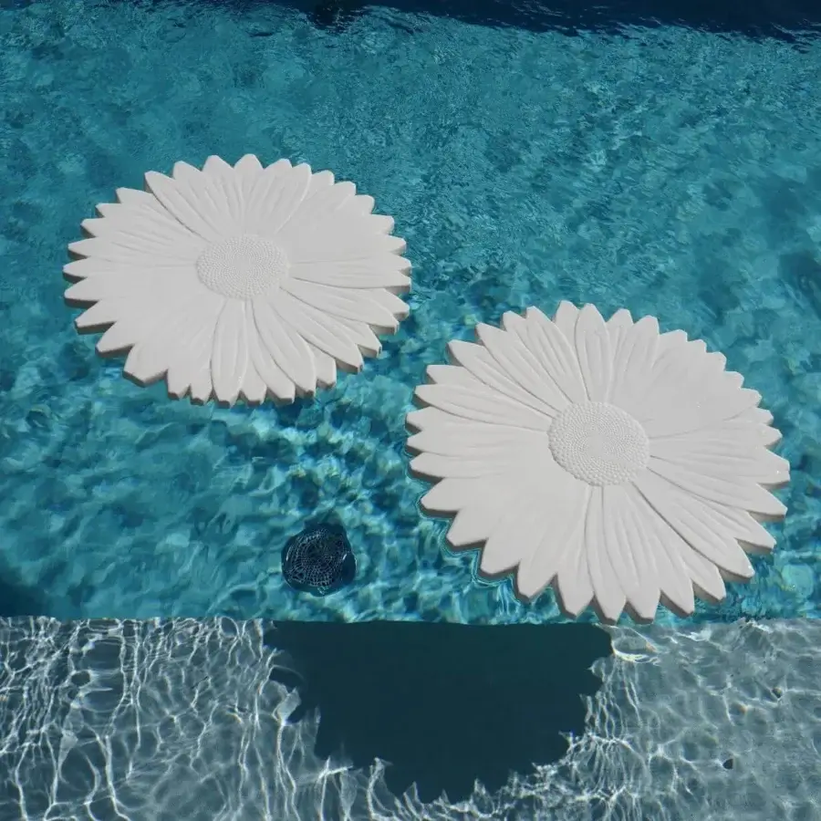 Elegant Serralunga Margarita Floating Ornament crafted in bright white recyclable LLDPE for serene aquatic environments
