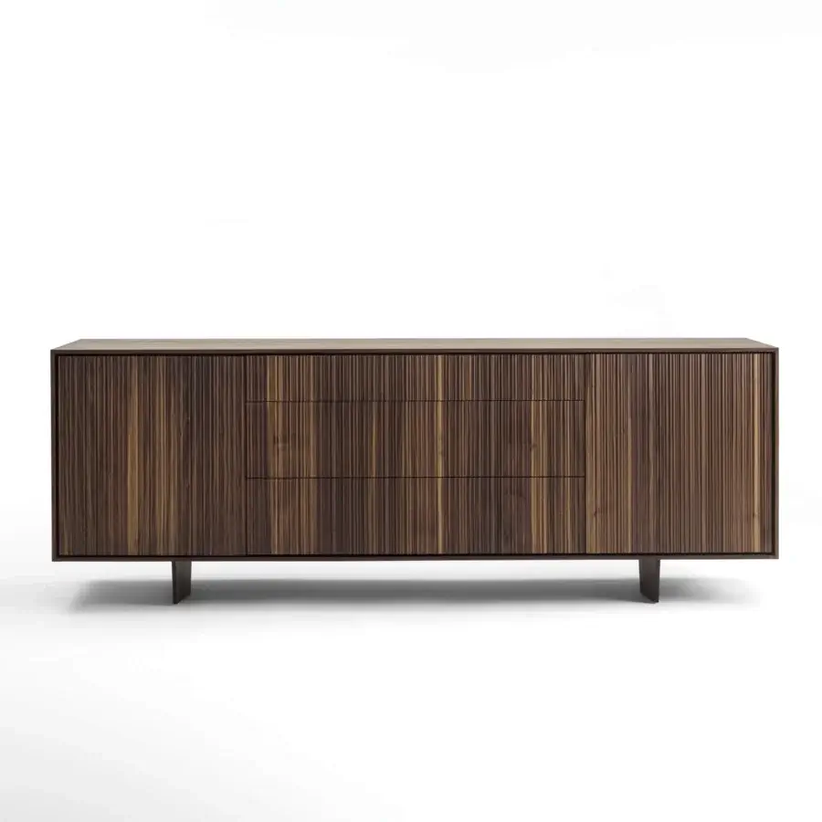 Distinctive Riva 1920 Vela sideboard crafted in dark brown solid wood and blockboard with a satin finish