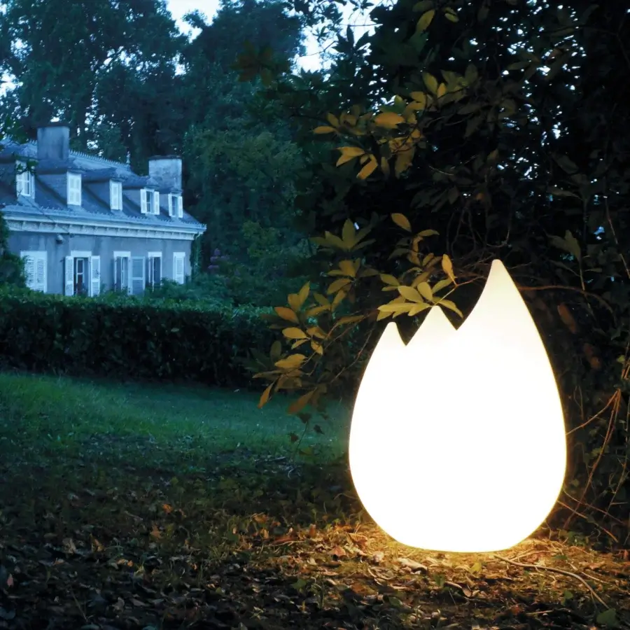 Exclusive Serralunga Flame floor lamp sculpted from bright white LLDPE with a smooth satin finish