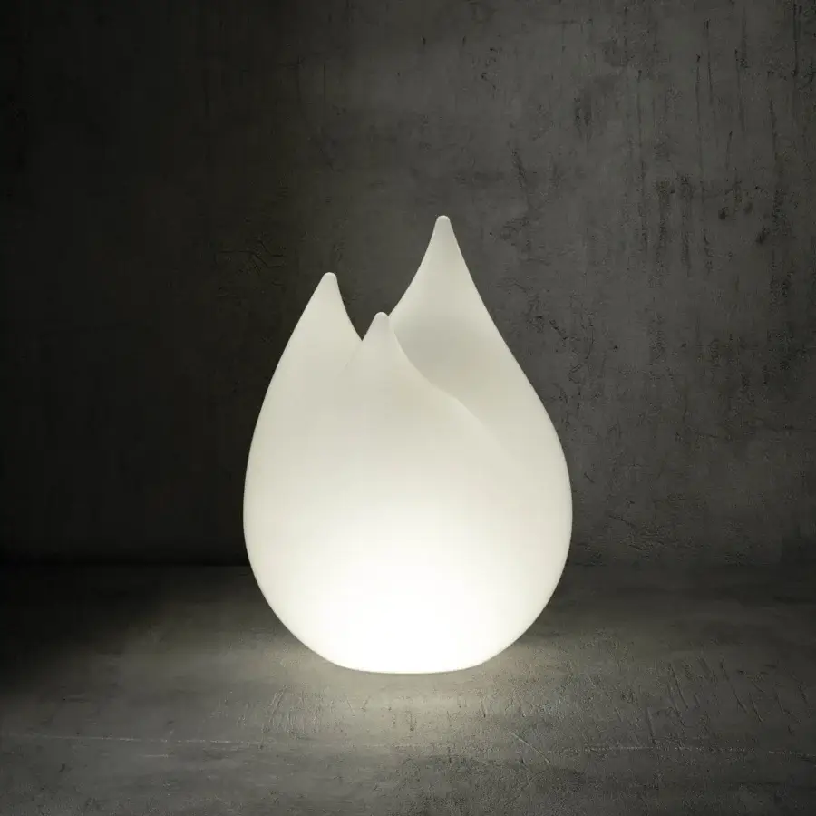 Captivating Serralunga Flame floor lamp sculpted from linear low-density polyethylene with a uniformly matte finish
