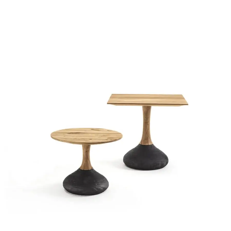 Distinguished Riva 1920 Decant side table built with solid wood staves and striking Vulcano Cedar in a matte finish