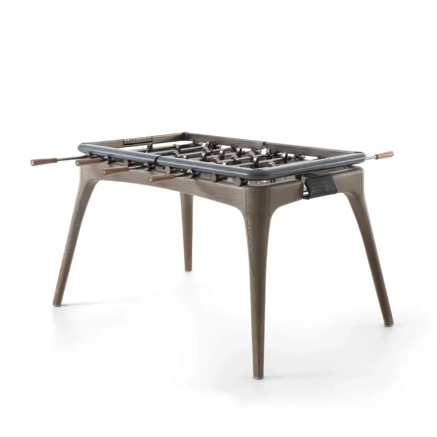 Architectural Giorgetti Nereo Maserati Edition foosball table crafted in solid ash wood with matte black chrome and smoked glass