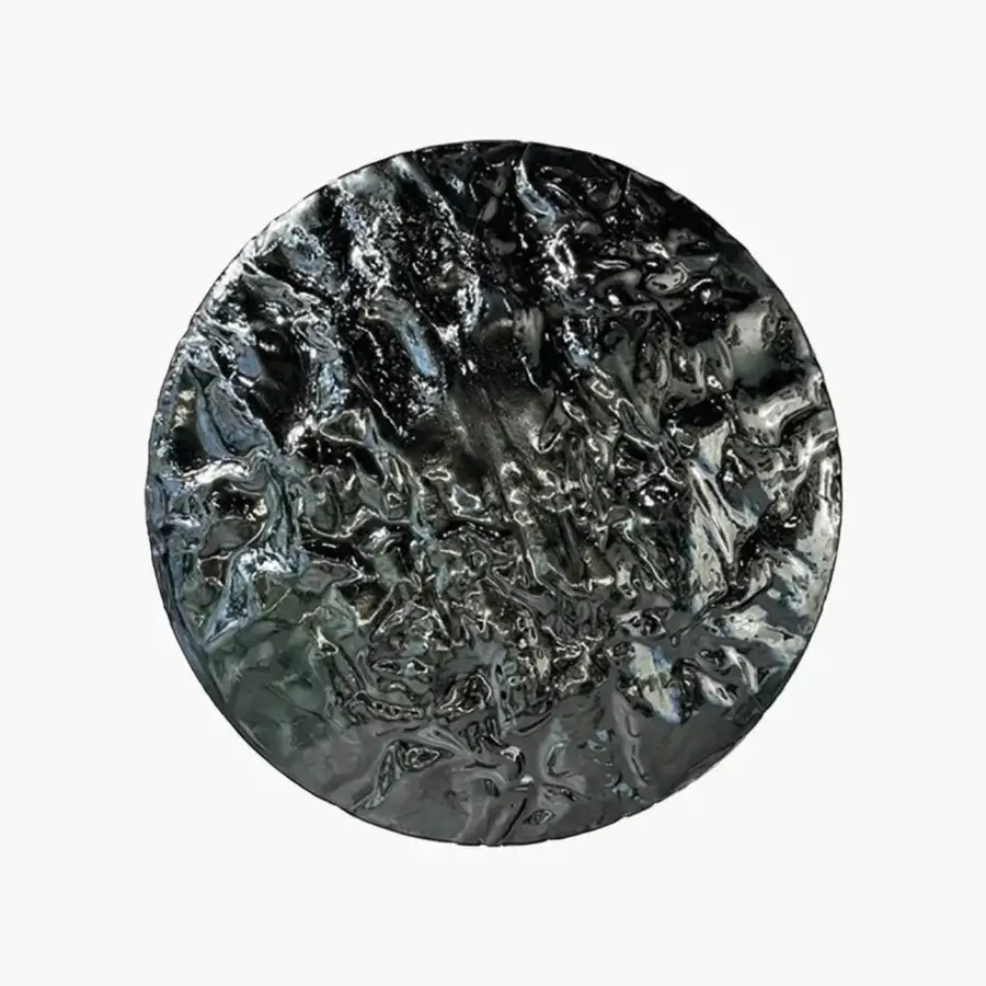 Elegant Tonin Casa Gong decorative disc with deep charcoal gradient and bright silver highlights, textured surface