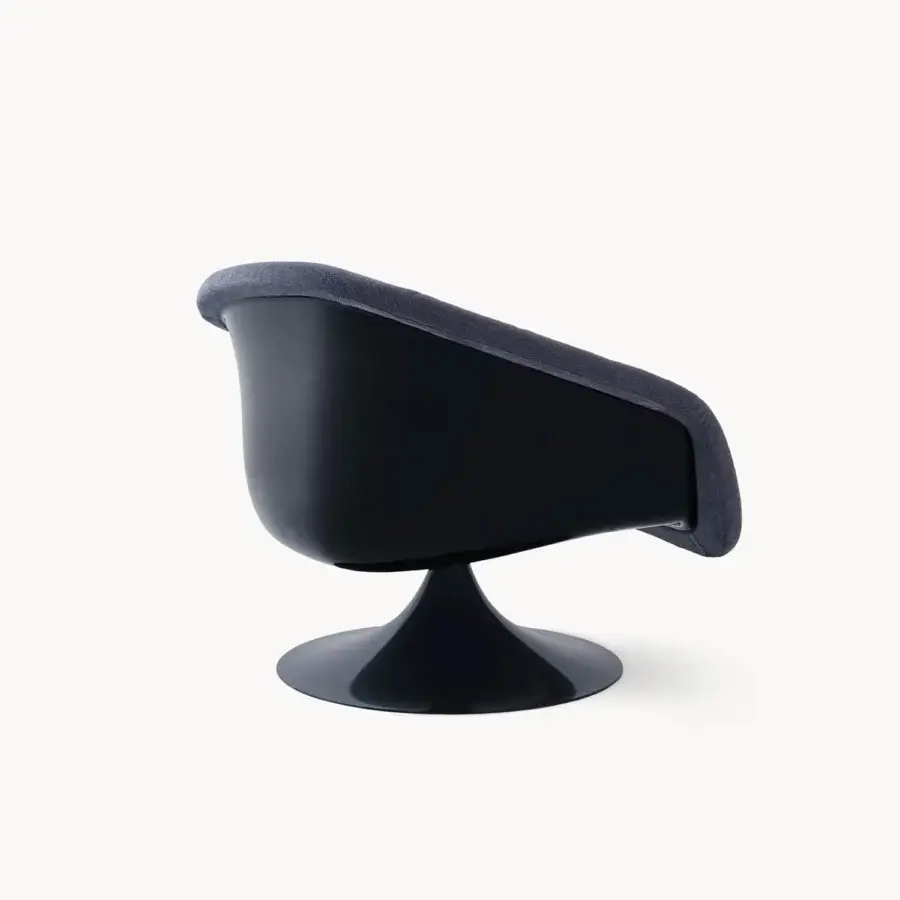 Premium Visionnaire Bloomington Lounge Chair charcoal upholstered with glossy lacquered black metal shell