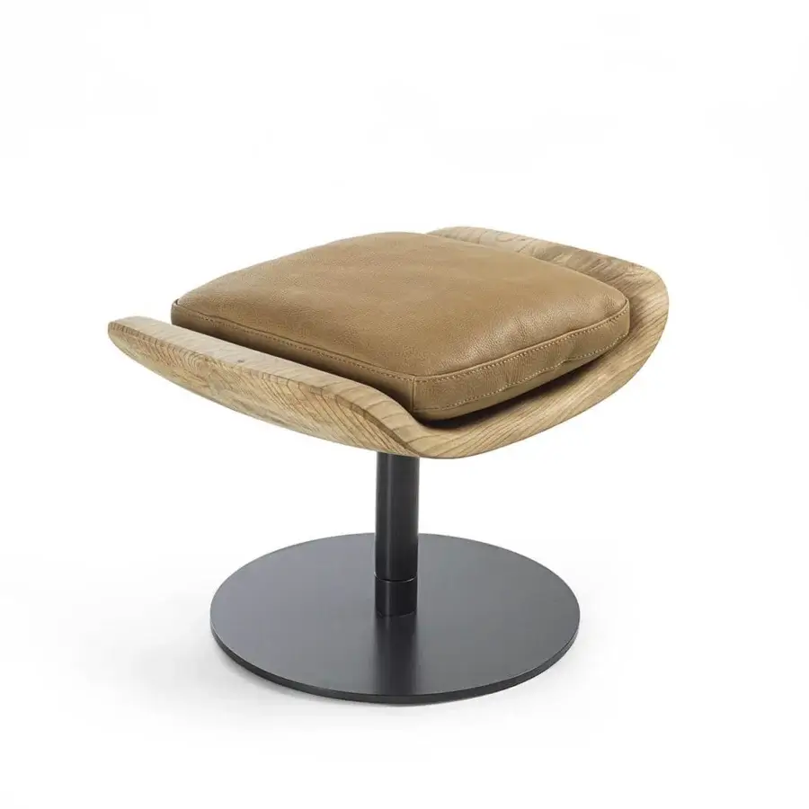 Premium Riva 1920 Creus lounge chair with cedar of Lebanon shell tan‑brown leather cushion and dark grey tubular iron base