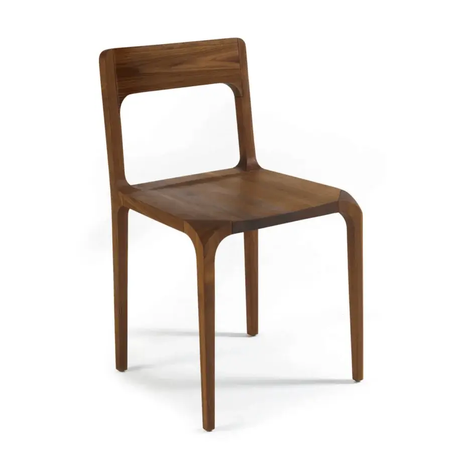 Elegant Riva 1920’s Sleek Chair with medium‑to‑dark brown grain satin‑matte finish