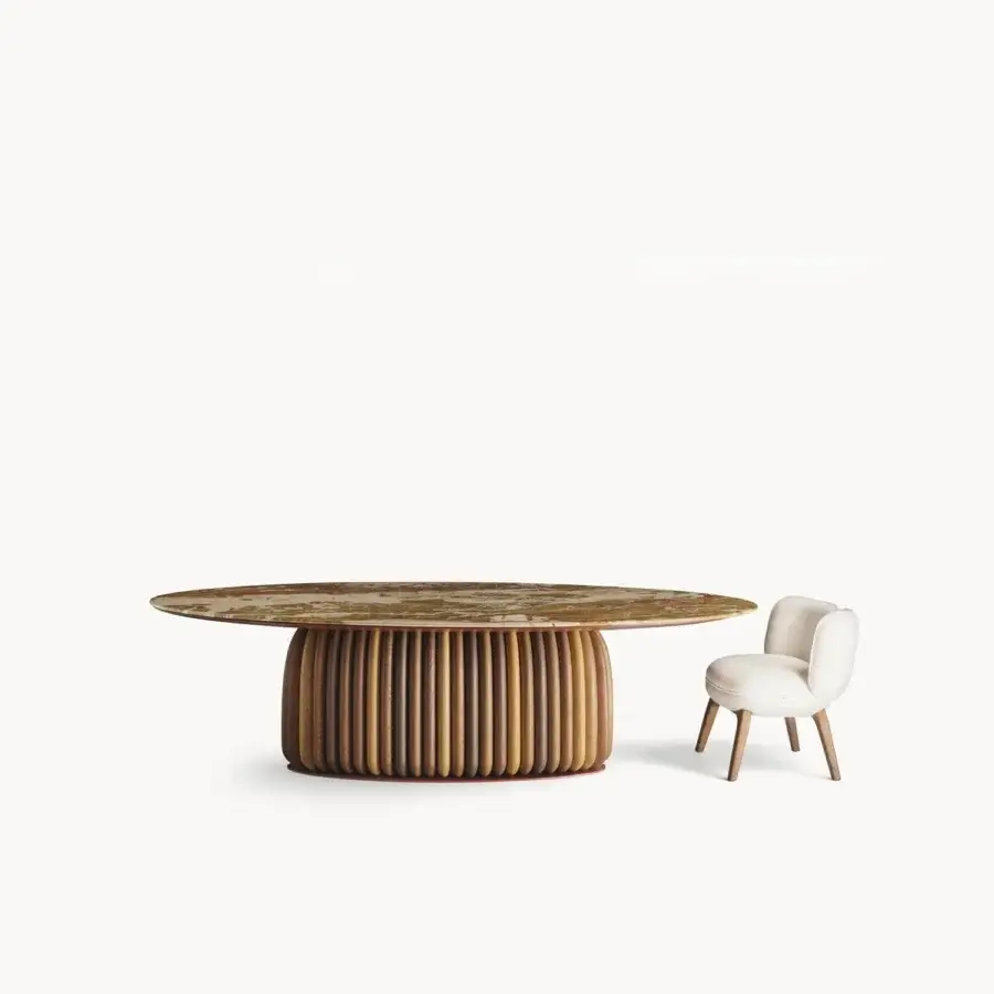 Luxury Visionnaire Fantino chair with white upholstered seat textured textile solid stained ash legs low‑profile silhouette