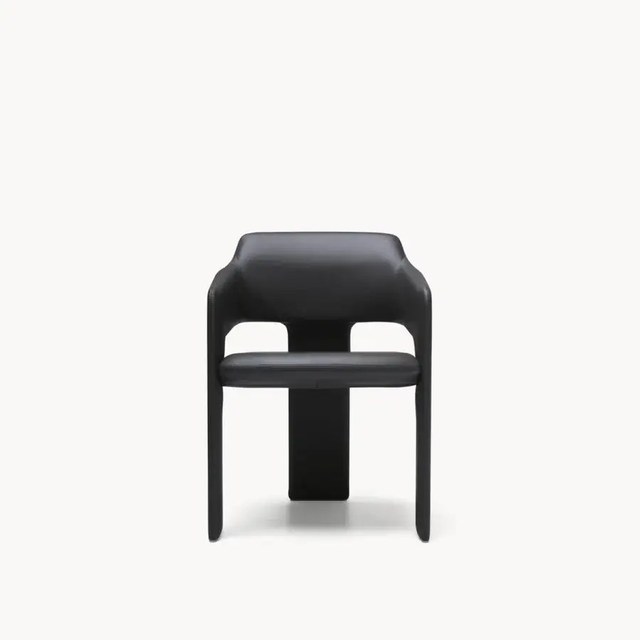 Elegant Visionnaire Rochester Armchair with black leather upholstery and matte finish, wide backrest and seamless arms