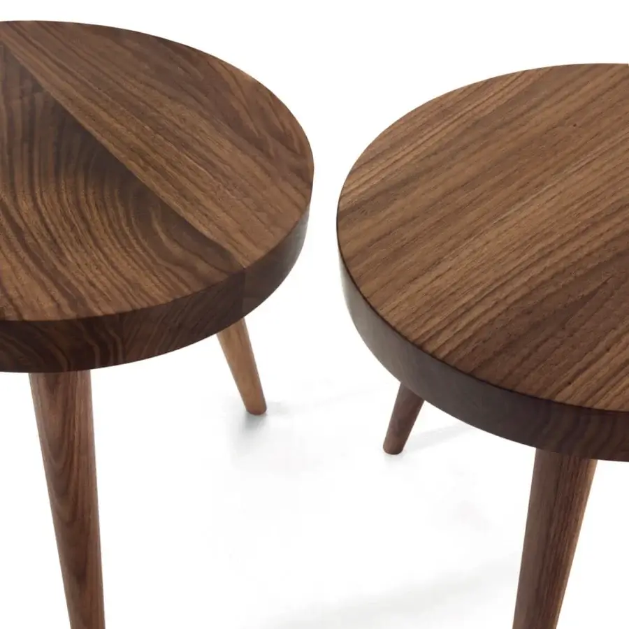 Luxury Riva 1920 Susy side table with deep brown mahogany tone solid wood and satin finish