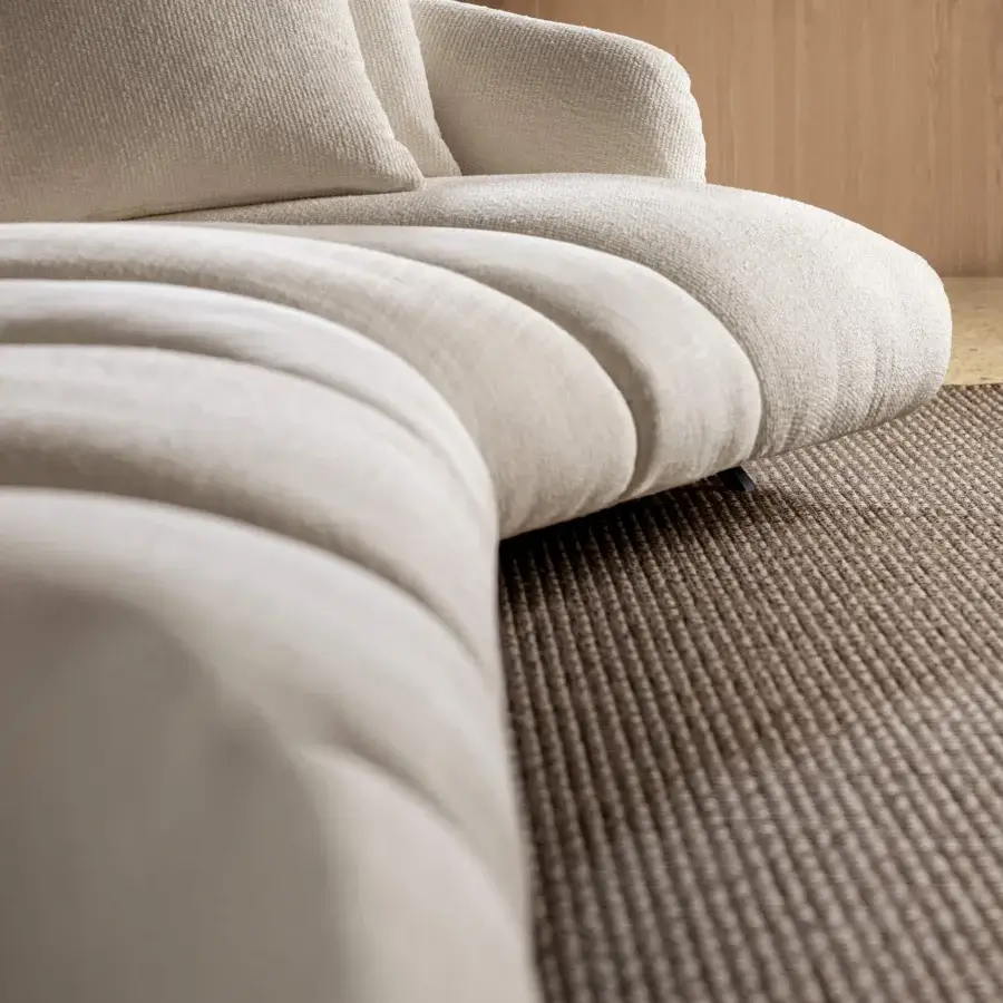 Elegant Lago Not Only White sectional with coarse woven textile and subtle matte finish