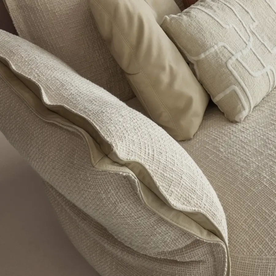 Exquisite Cierre1972 Nuvola Sofa without Frame crafted in beige-cream textile with tan accents and matte synthetic inserts
