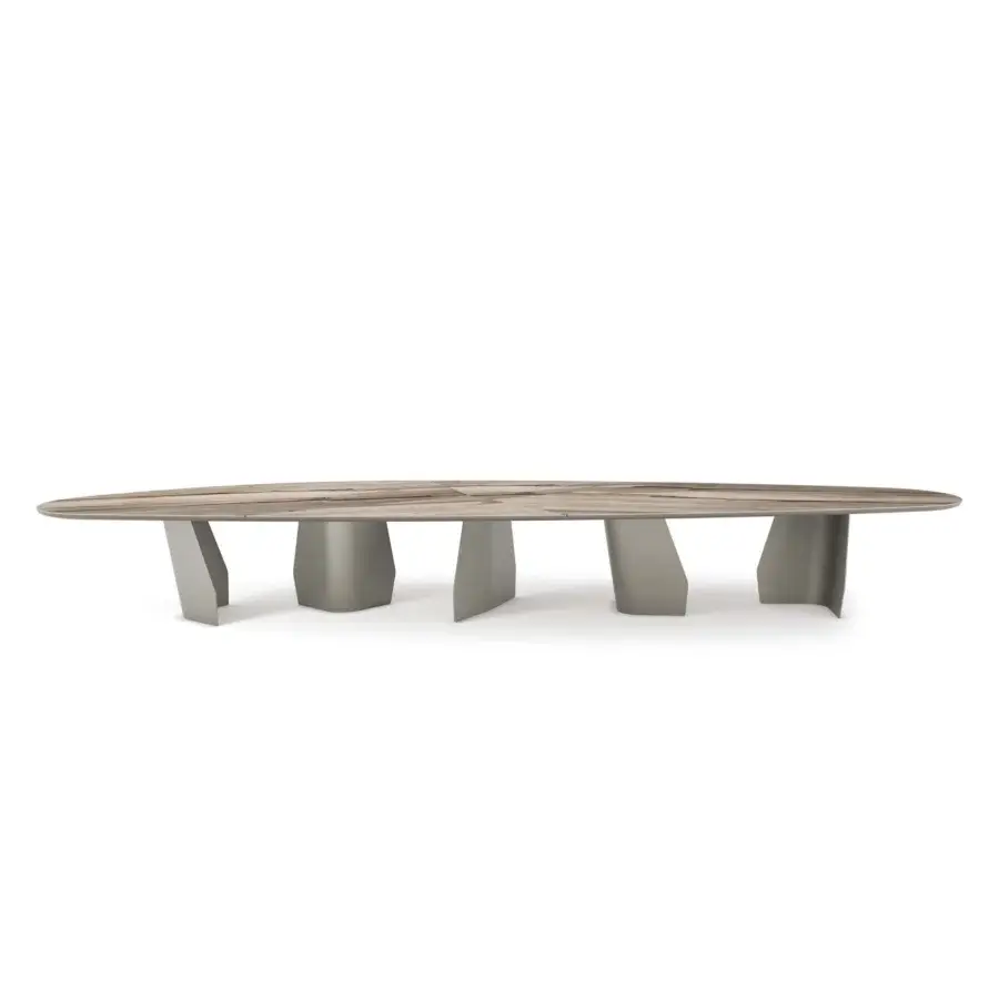 Elite Cattelan Italia Senator Keramik Magnum Table with marble‑effect ceramic tabletop veined beige grey brown and matte metal legs
