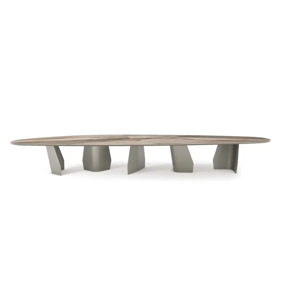Luxury Senator Keramik Magnum table with marble‑effect ceramic surface and grey‑taupe metal base