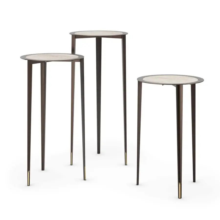 Luxury Cattelan Brio Keramik console glazed ceramic top white‑cream finish veined grey‑beige matte metal legs gold‑brass accents