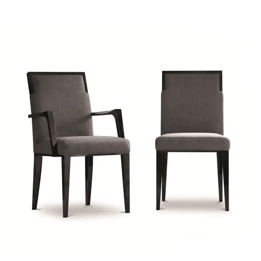 Luxury Costantini Pietro Concept chair with high‑gloss beech wood frame and seat, grey upholstered back plus seat