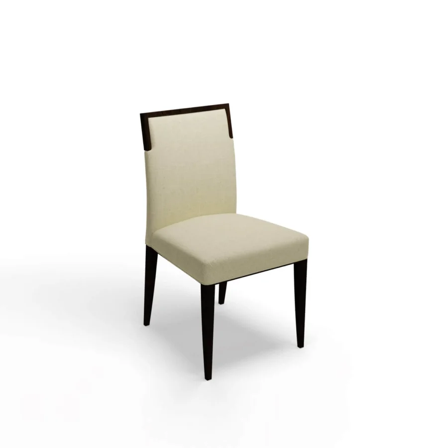 Luxury Costantini Pietro Concept chair with off‑white textile back, dark‑brown legs, beech wood frame, subtle matte sheen