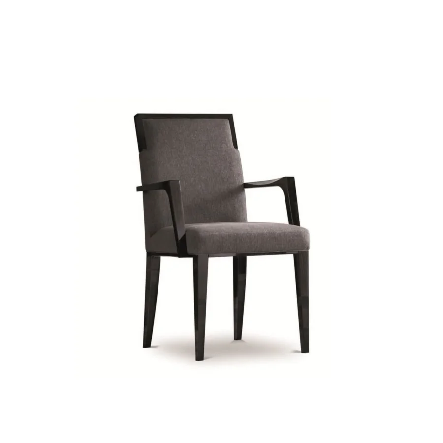 Luxury Costantini Pietro Concept chair with solid beech wood frame high‑gloss finish charcoal‑grey upholstered back seat