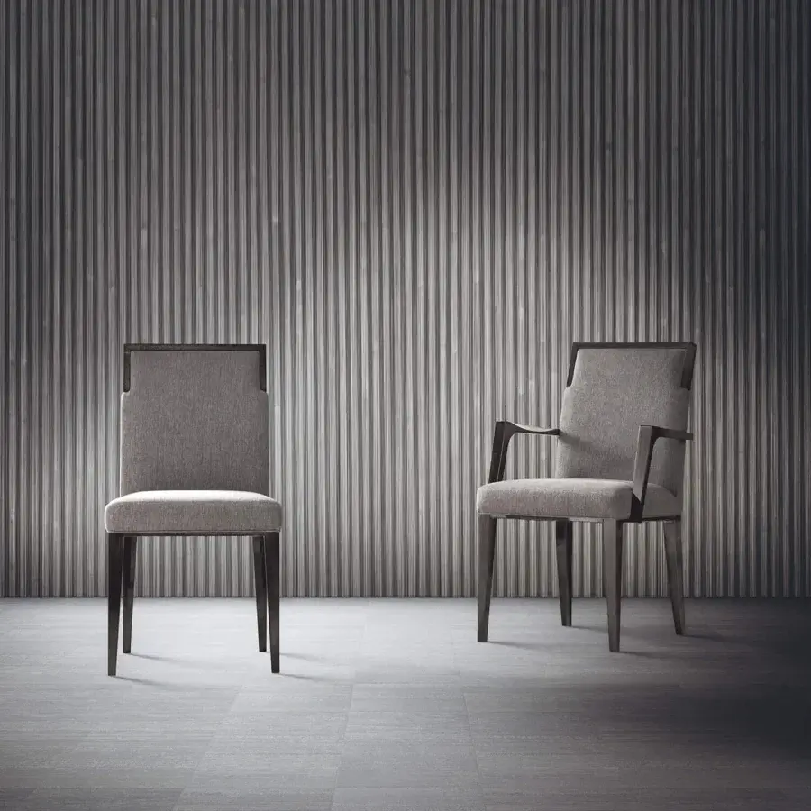 Elite Costantini Pietro Concept chair with matte beech wood frame and padded grey textile upholstery