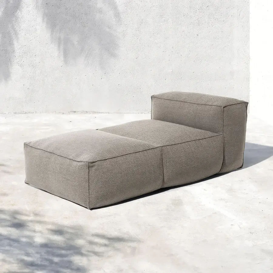 Luxury Gart Mediterraneo Lounger with low‑profile rectangular silhouette, taupe neutral fabric, matte finish