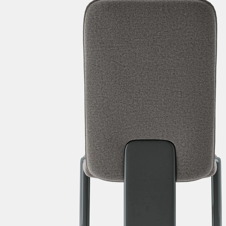 Luxury Costantini Pietro Academy chair with beechwood construction, charcoal-grey padded seat, matte dark grey metal frame