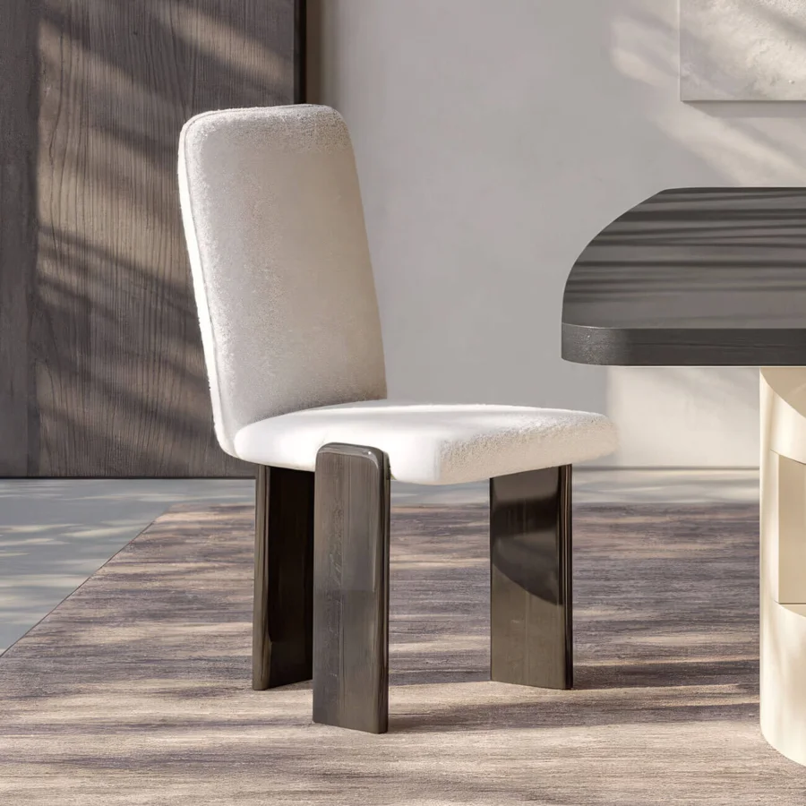 Distinguished Costantini Pietro Academy chair solid beechwood frame cream‑textured upholstery matte finish slab‑like legs