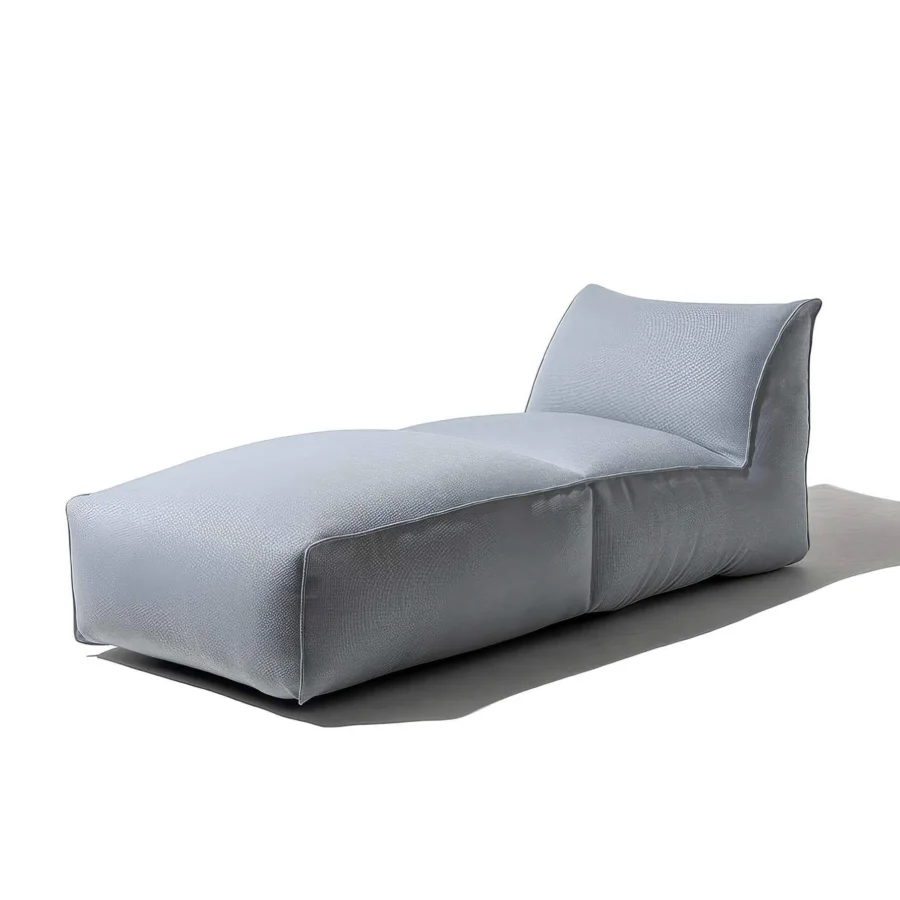 Luxury Gart's Puffone Lounger with low-profile silhouette, light-grey exterior and plush core for contemporary minimalism