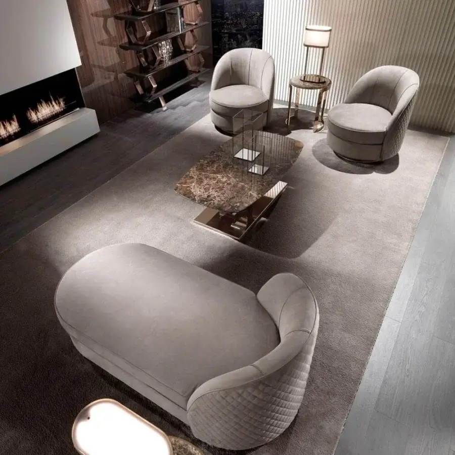 Superior DV Home Collection Coco side table with Emperador Dark marble top and sleek steel base crafted in Italy